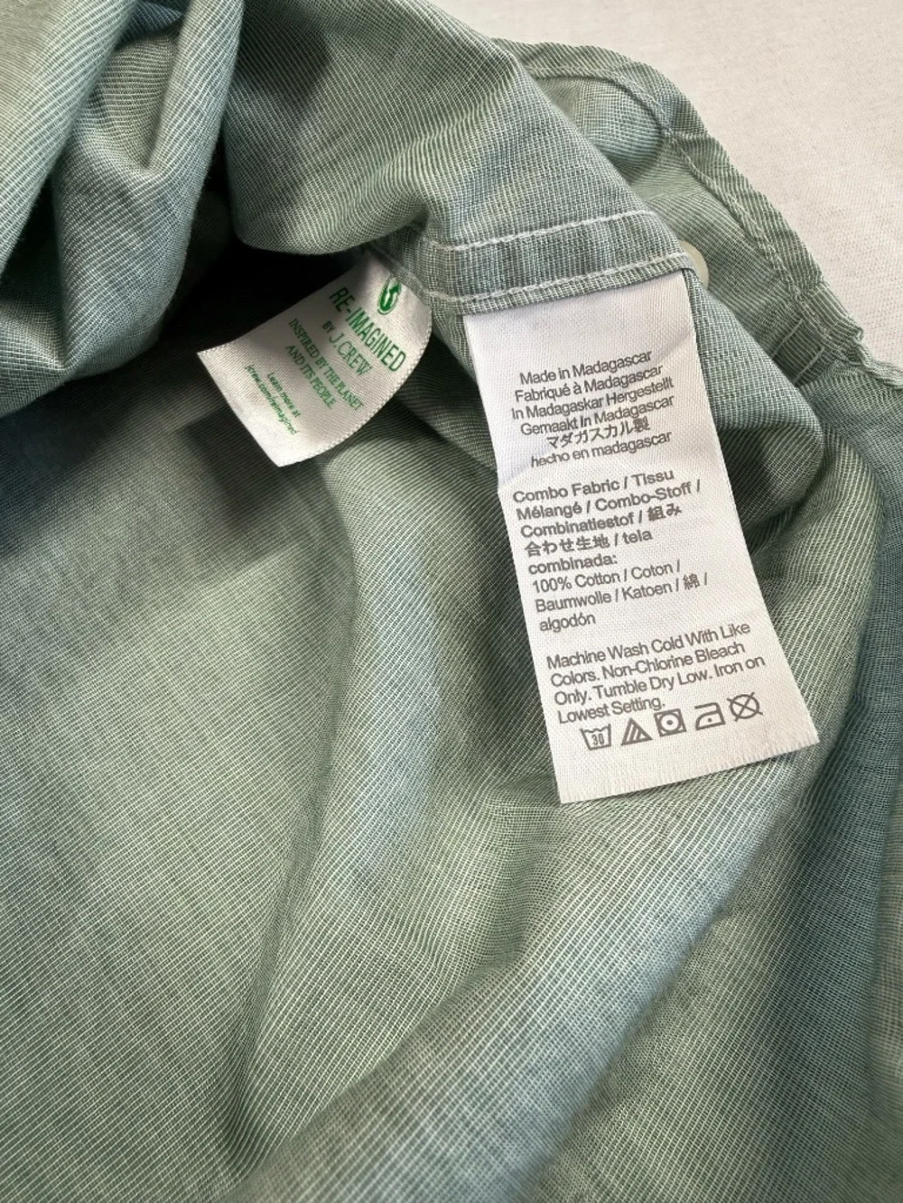 J. Crew Men's Button Up Long Sleeve 100% Cotton Shirt Size Medium - Green